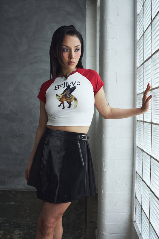 KOI Footwear - Coptic Faux Leather Mini Skirt - Black