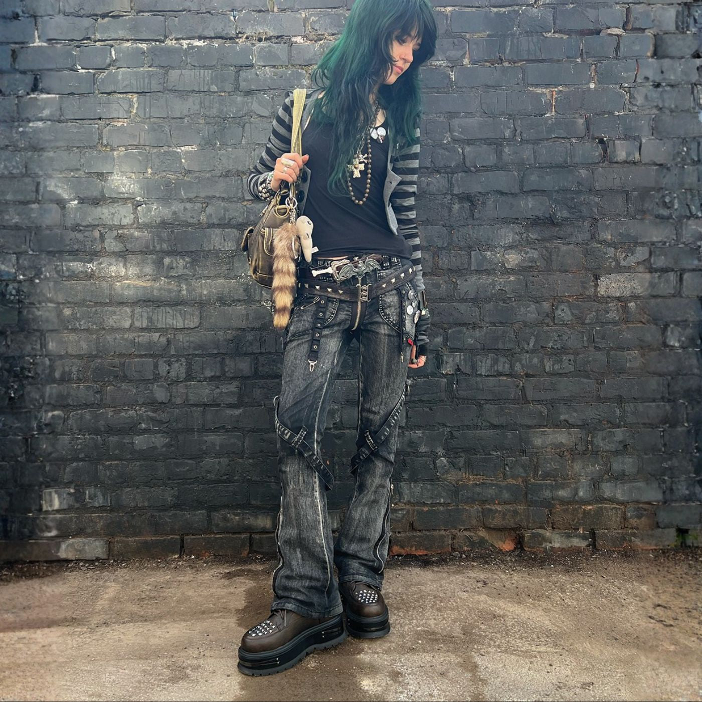 KOI Footwear - Chained Up Envy Skull Hardware Platform Boots