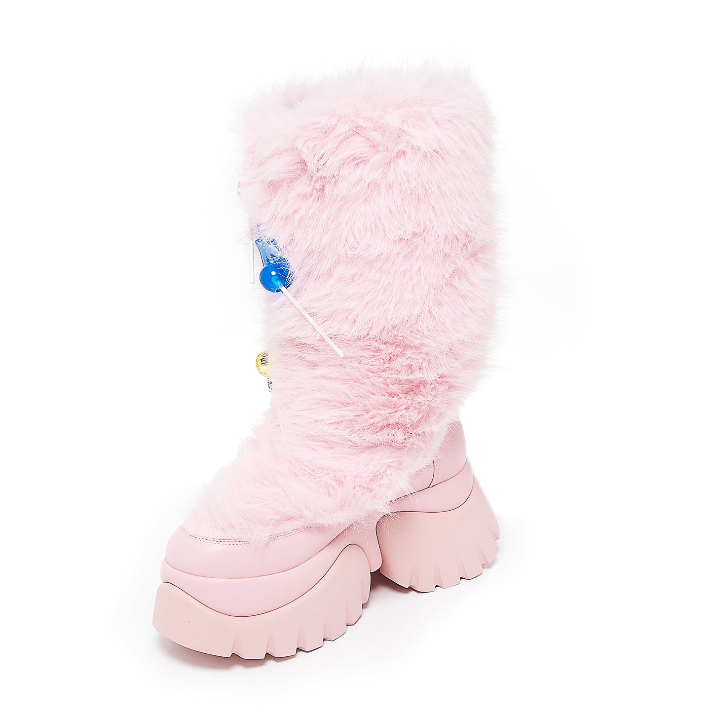 KOI Footwear - Hairy Lollipop Fluffy Boots - Candy Pink
