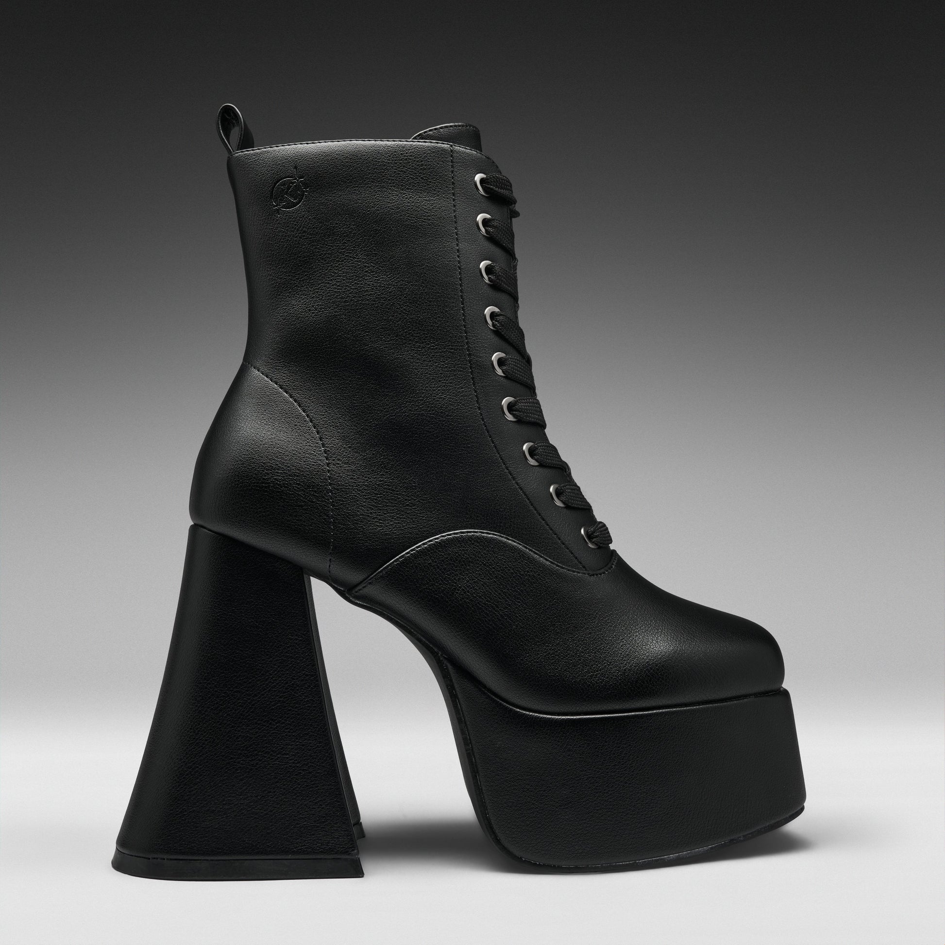 KOI Footwear - Reign Lace Up Platform Heeled Boots -Black