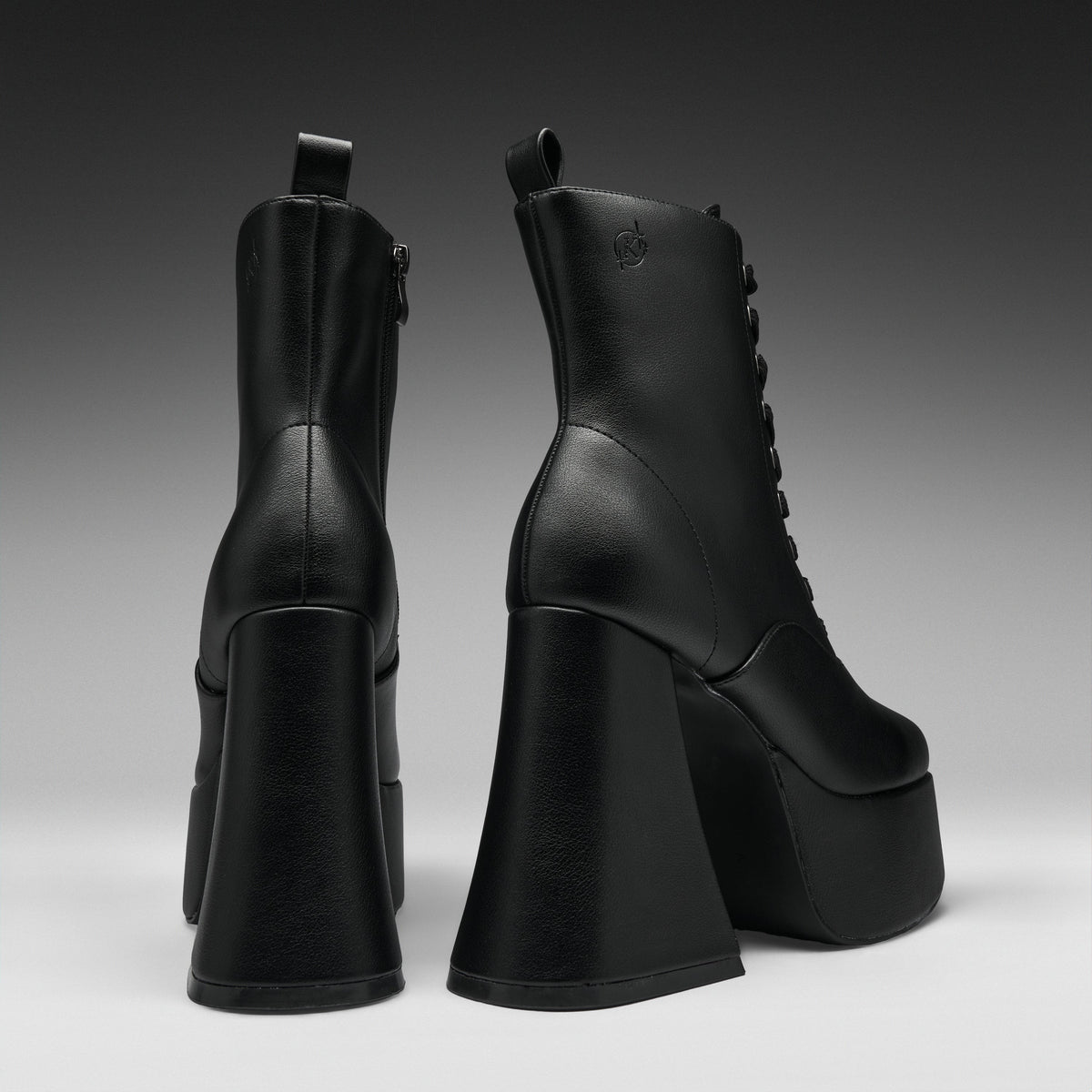KOI Footwear - Reign Lace Up Platform Heeled Boots -Black