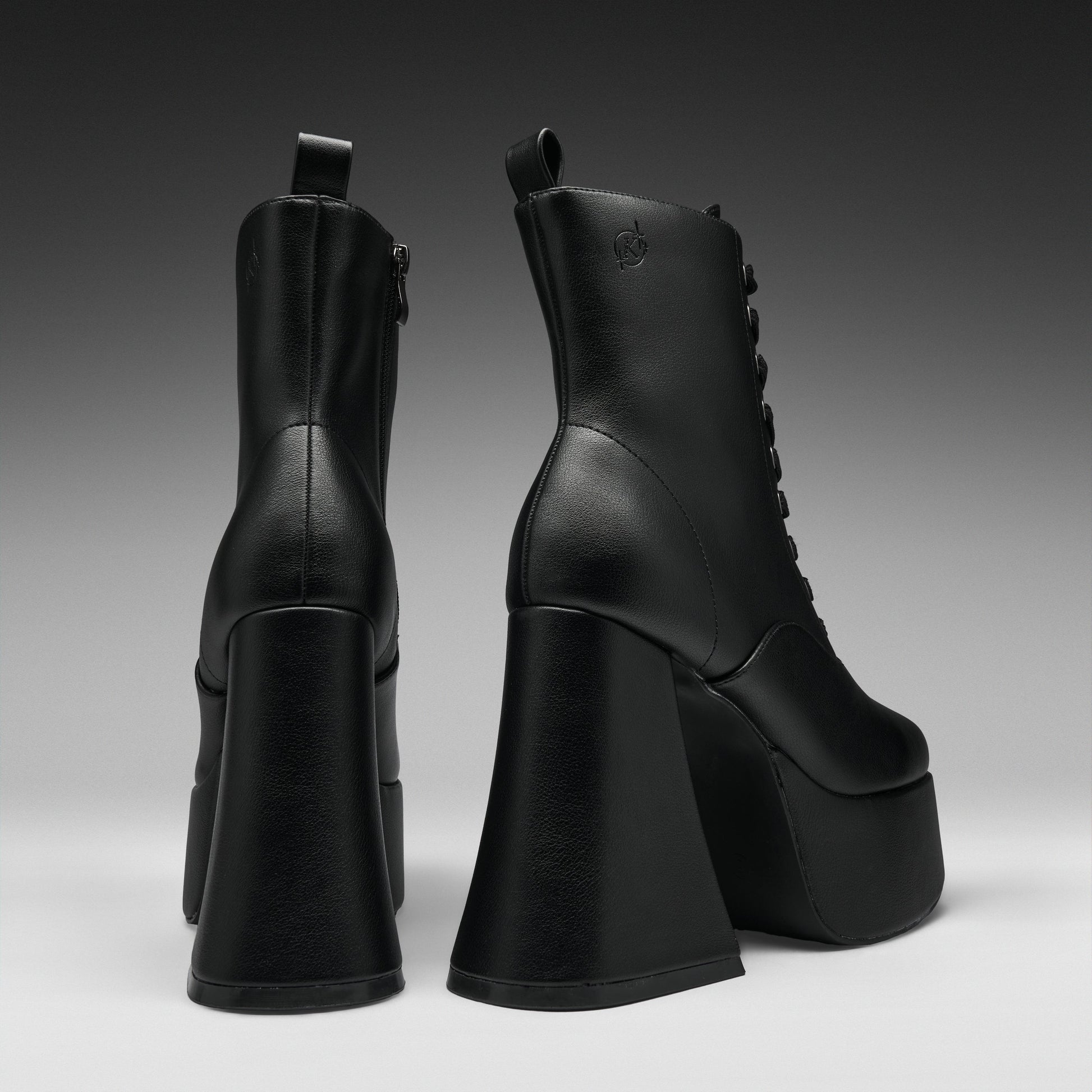 KOI Footwear - Reign Lace Up Platform Heeled Boots -Black