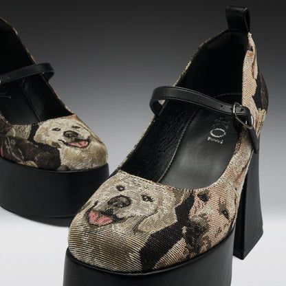 KOI Footwear - The Hound Tapestry Platform Heels