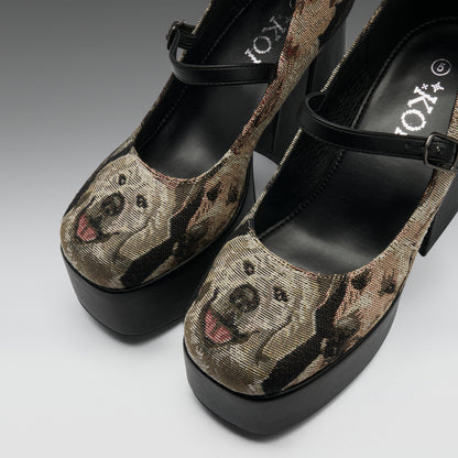 KOI Footwear - The Hound Tapestry Platform Heels