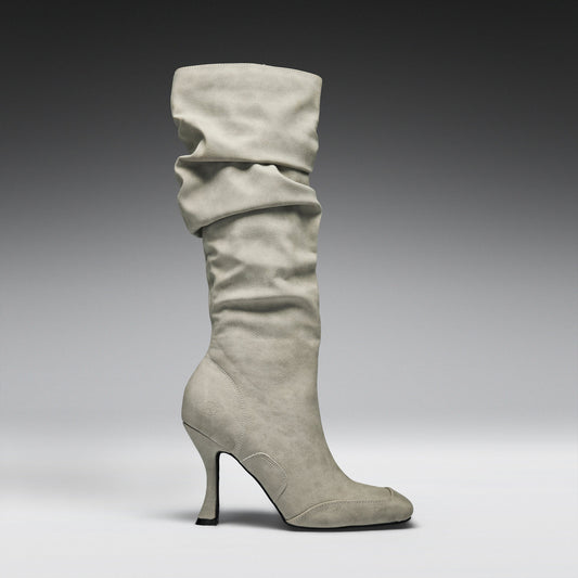 KOI Footwear - Odyssey Padded Curve Heel Boots -Light Grey
