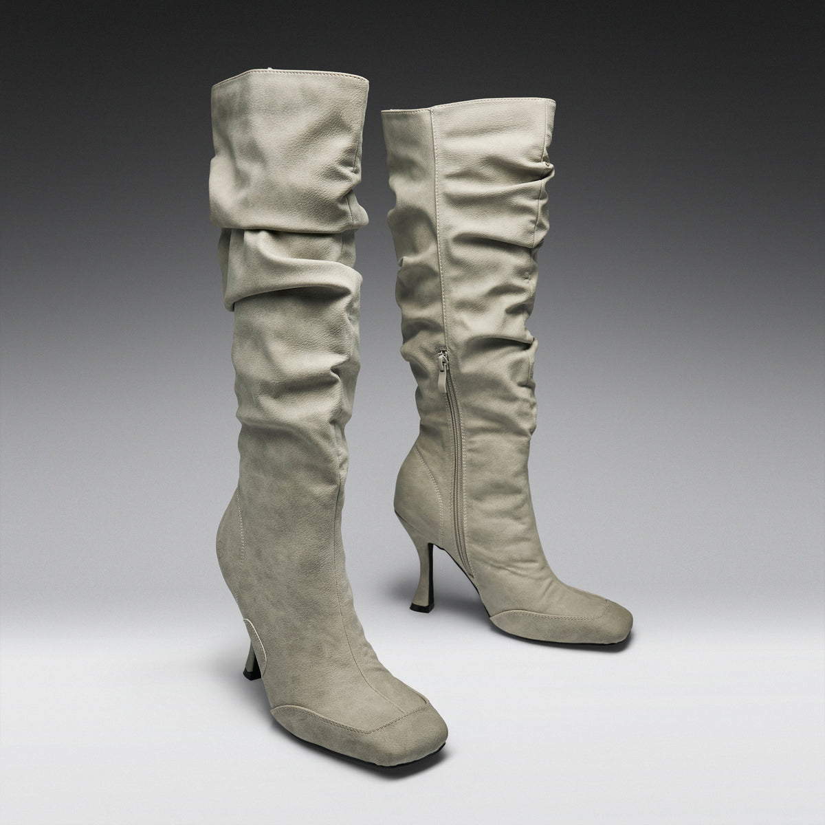 KOI Footwear - Odyssey Padded Curve Heel Boots -Light Grey