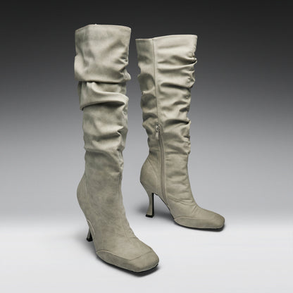 KOI Footwear - Odyssey Padded Curve Heel Boots -Light Grey