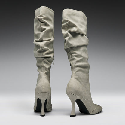 KOI Footwear - Odyssey Padded Curve Heel Boots -Light Grey