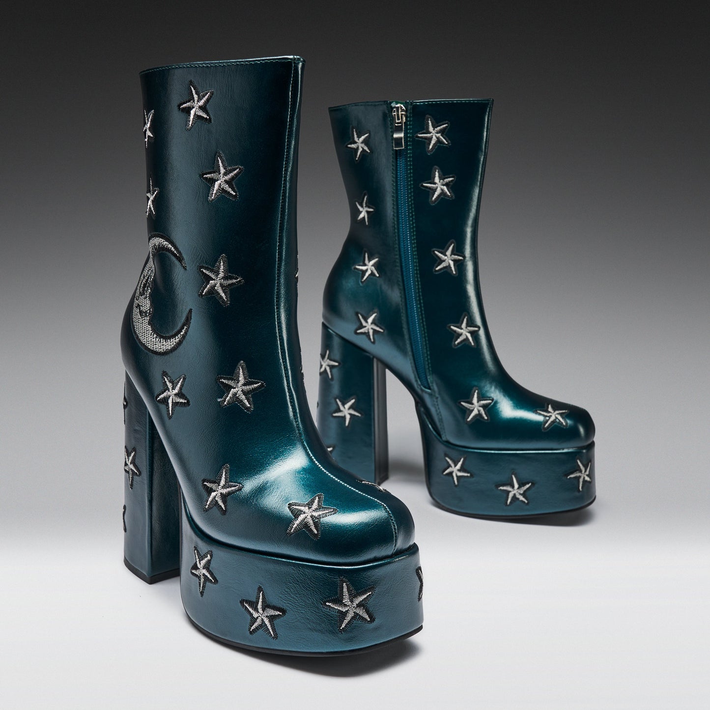 KOI Footwear - Dreams of Mooncraft Teal Heeled Boots