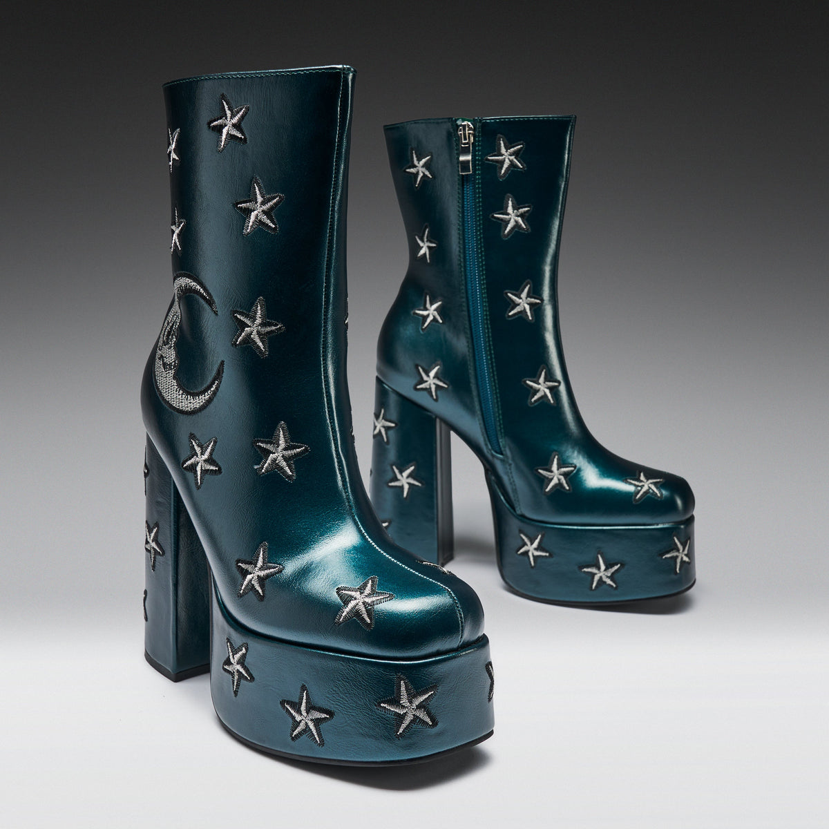 KOI Footwear - Dreams of Mooncraft Teal Heeled Boots