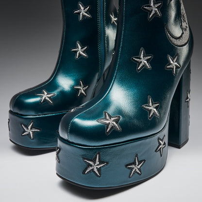 KOI Footwear - Dreams of Mooncraft Teal Heeled Boots
