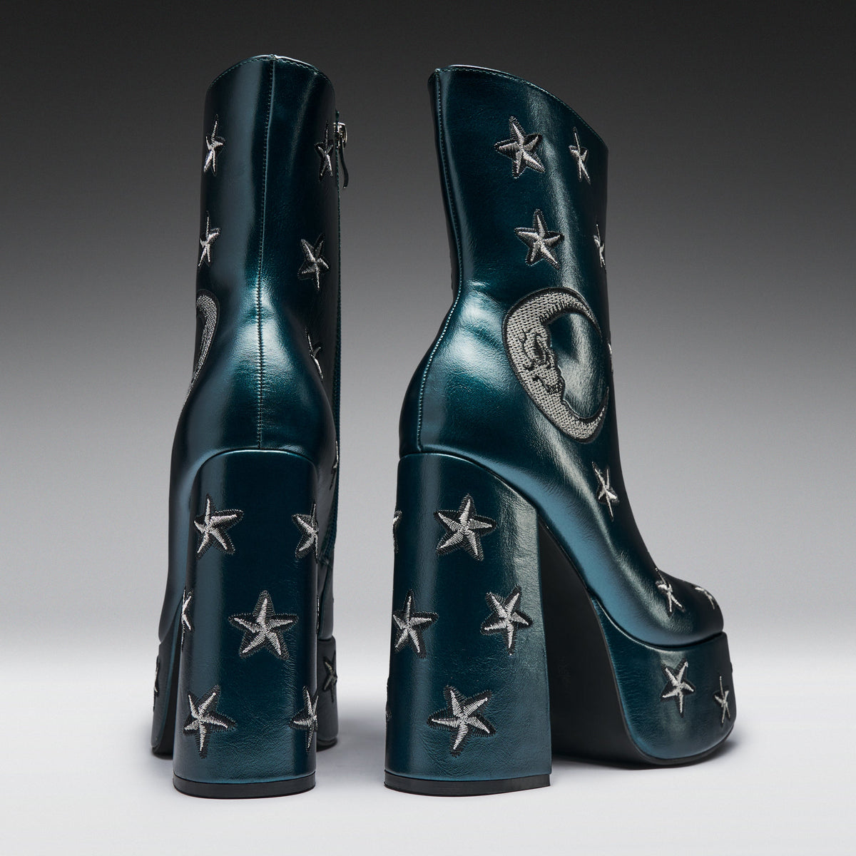 KOI Footwear - Dreams of Mooncraft Teal Heeled Boots