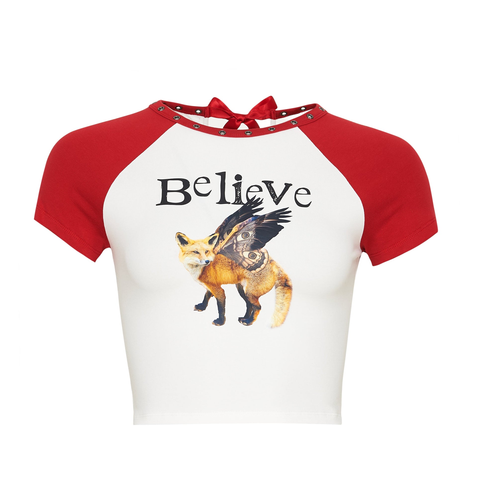 KOI Footwear - Believe Graphic Cropped T -Shirt - White