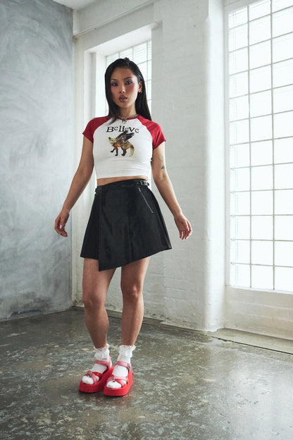 KOI Footwear - Believe Graphic Cropped T -Shirt - White
