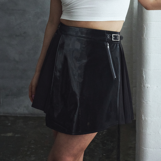 KOI Footwear - Coptic Faux Leather Mini Skirt - Black