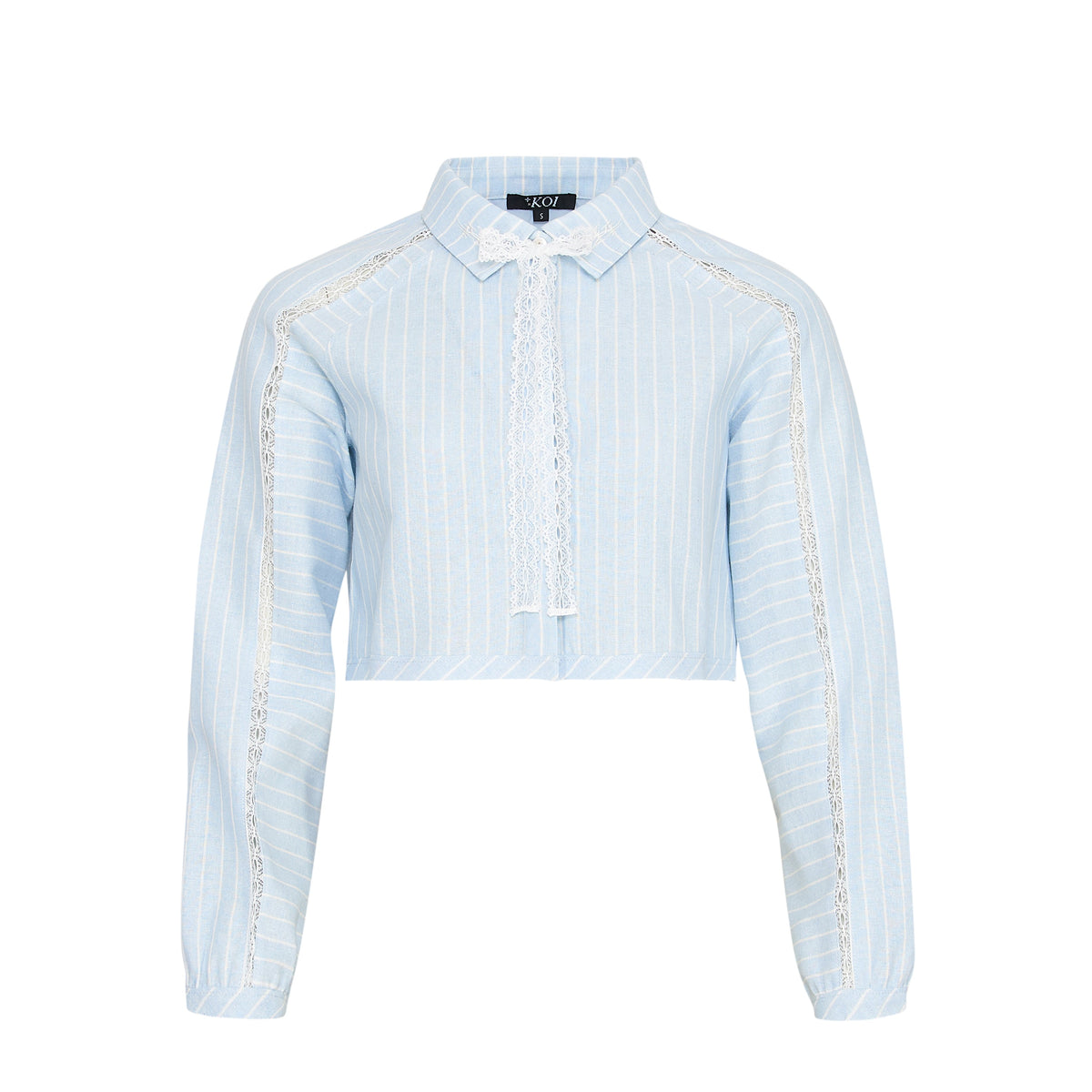 KOI Footwear - Honeydrop Striped Crop Shirt - Baby Blue