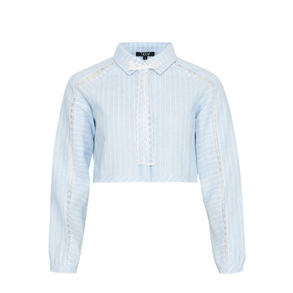KOI Footwear - Honeydrop Striped Crop Shirt - Baby Blue