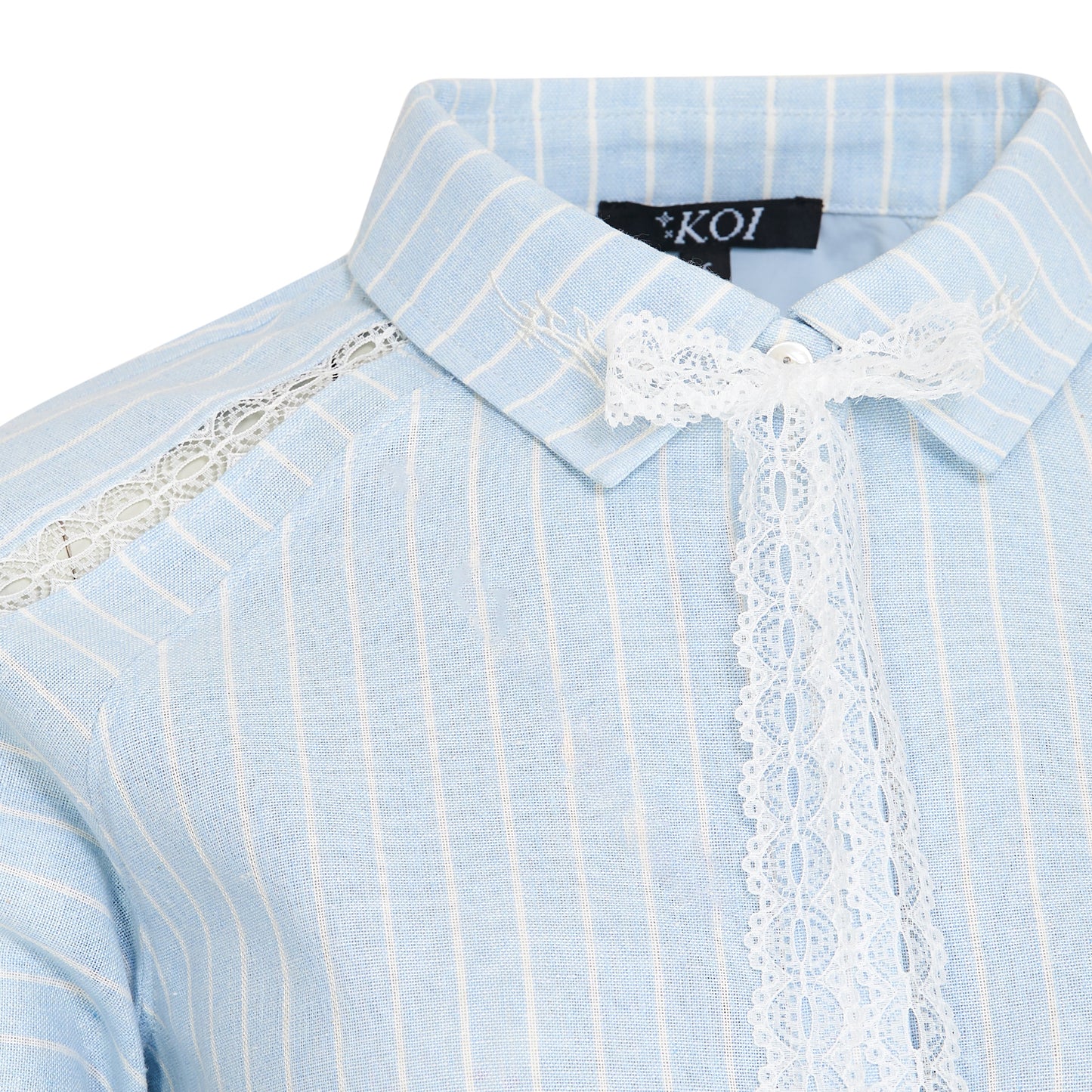 KOI Footwear - Honeydrop Striped Crop Shirt - Baby Blue