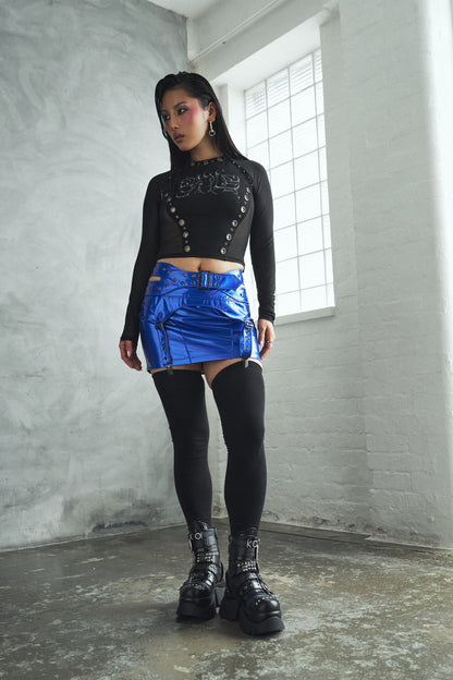KOI Footwear - Nimbus Harness Strap Mini Skirt - Blue