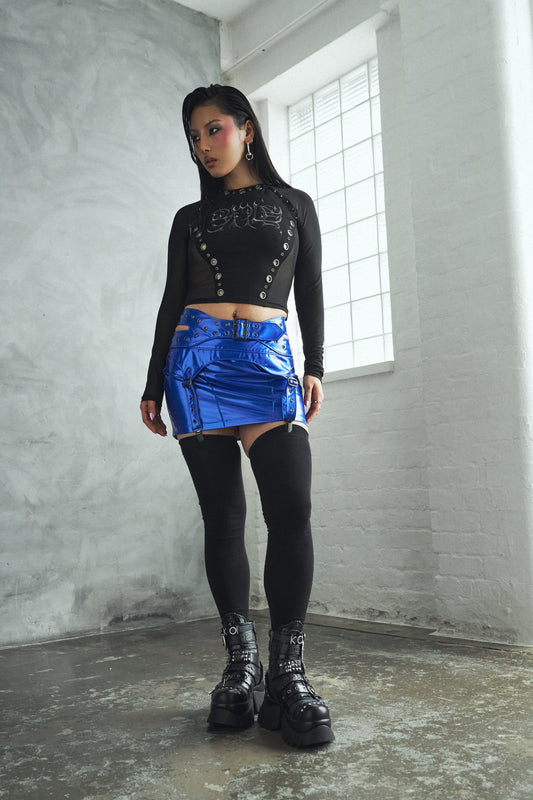 KOI Footwear - Nimbus Harness Strap Mini Skirt - Blue