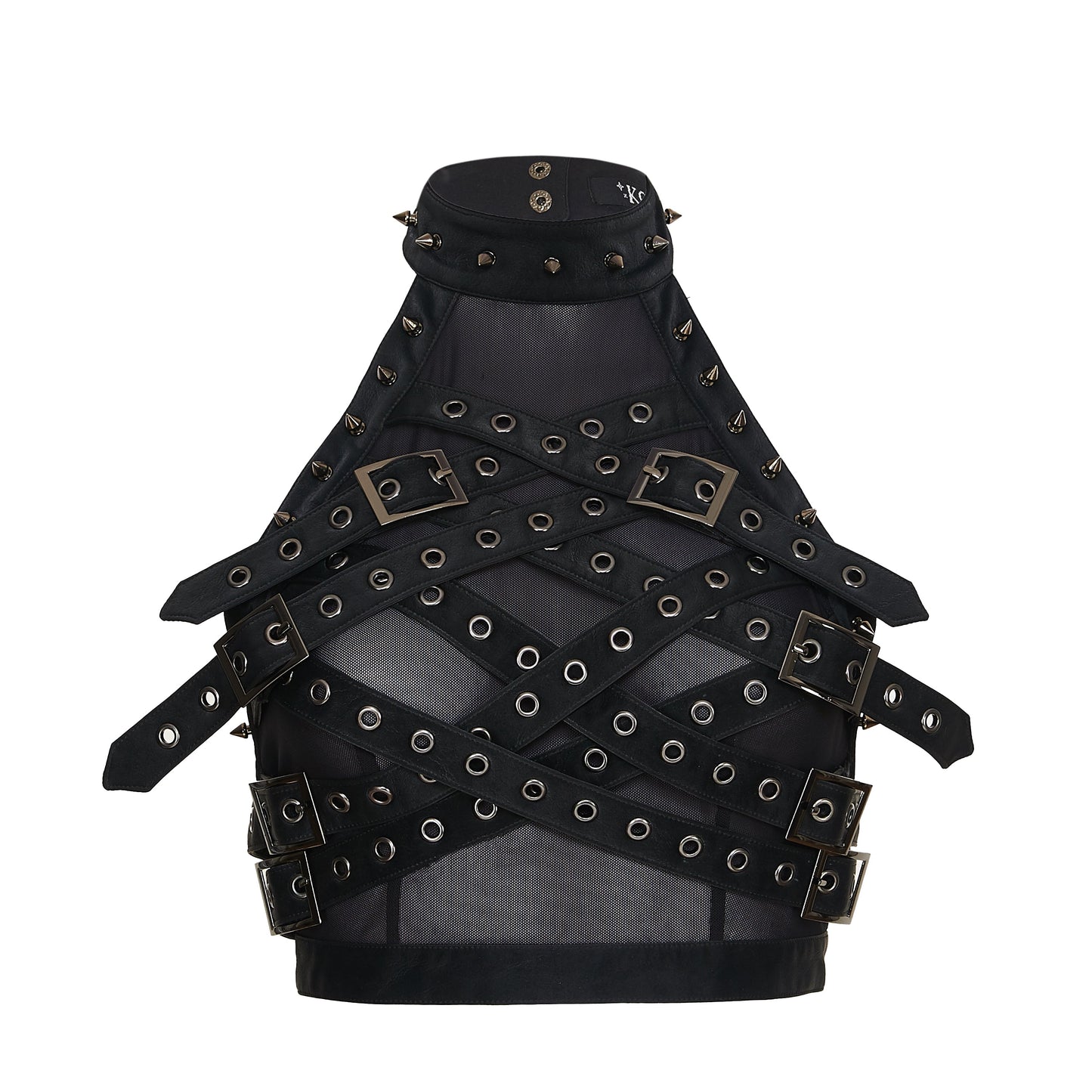 KOI Footwear - Vault Belted Mesh Crop Top - Black