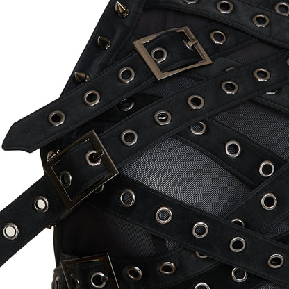 KOI Footwear - Vault Belted Mesh Crop Top - Black
