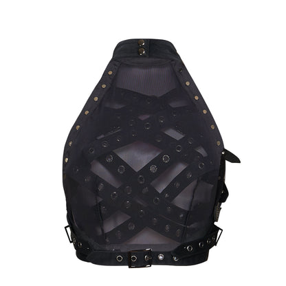 KOI Footwear - Vault Belted Mesh Crop Top - Black