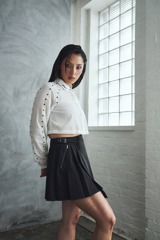 KOI Footwear - Wisp Cropped Long -Sleeve Shirt - White