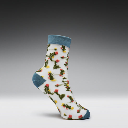 KOI Footwear - Blossom Blue Floral Sheer Socks