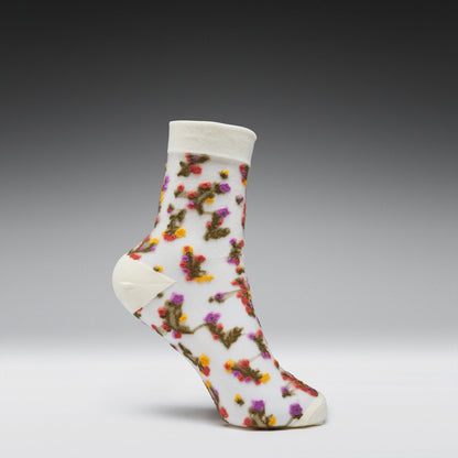 KOI Footwear - Blossom Cream Floral Sheer Socks