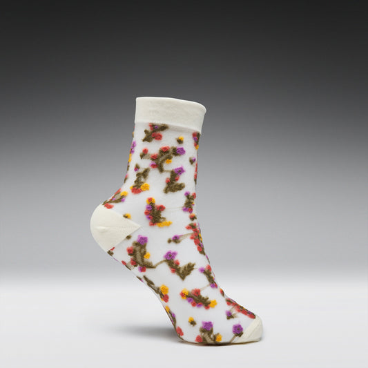 KOI Footwear - Blossom Cream Floral Sheer Socks