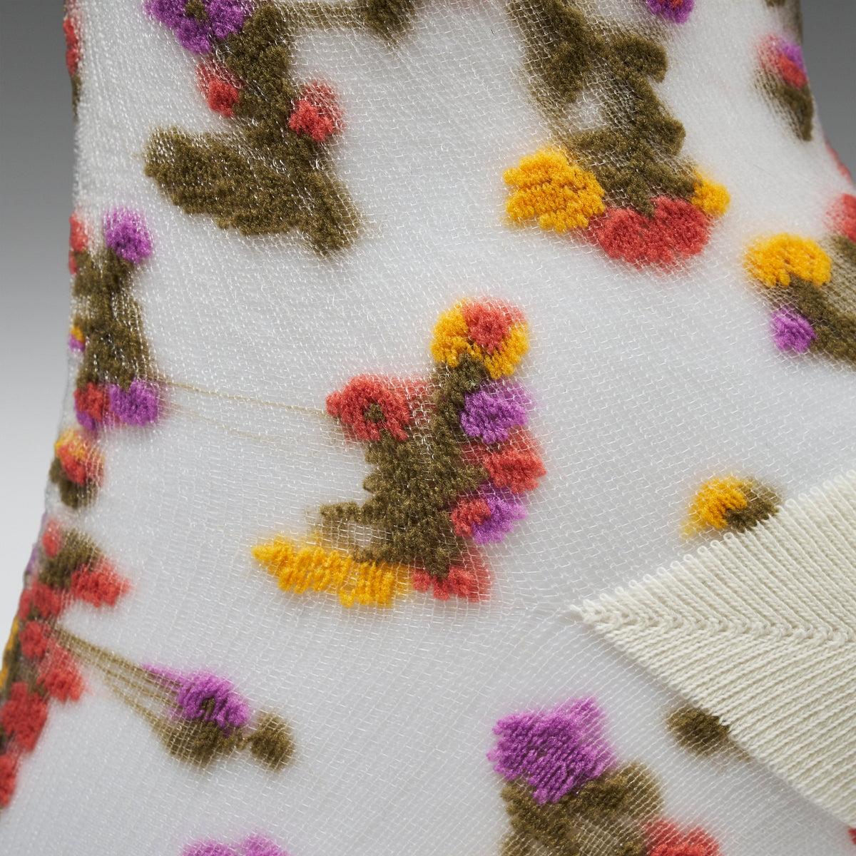 KOI Footwear - Blossom Cream Floral Sheer Socks