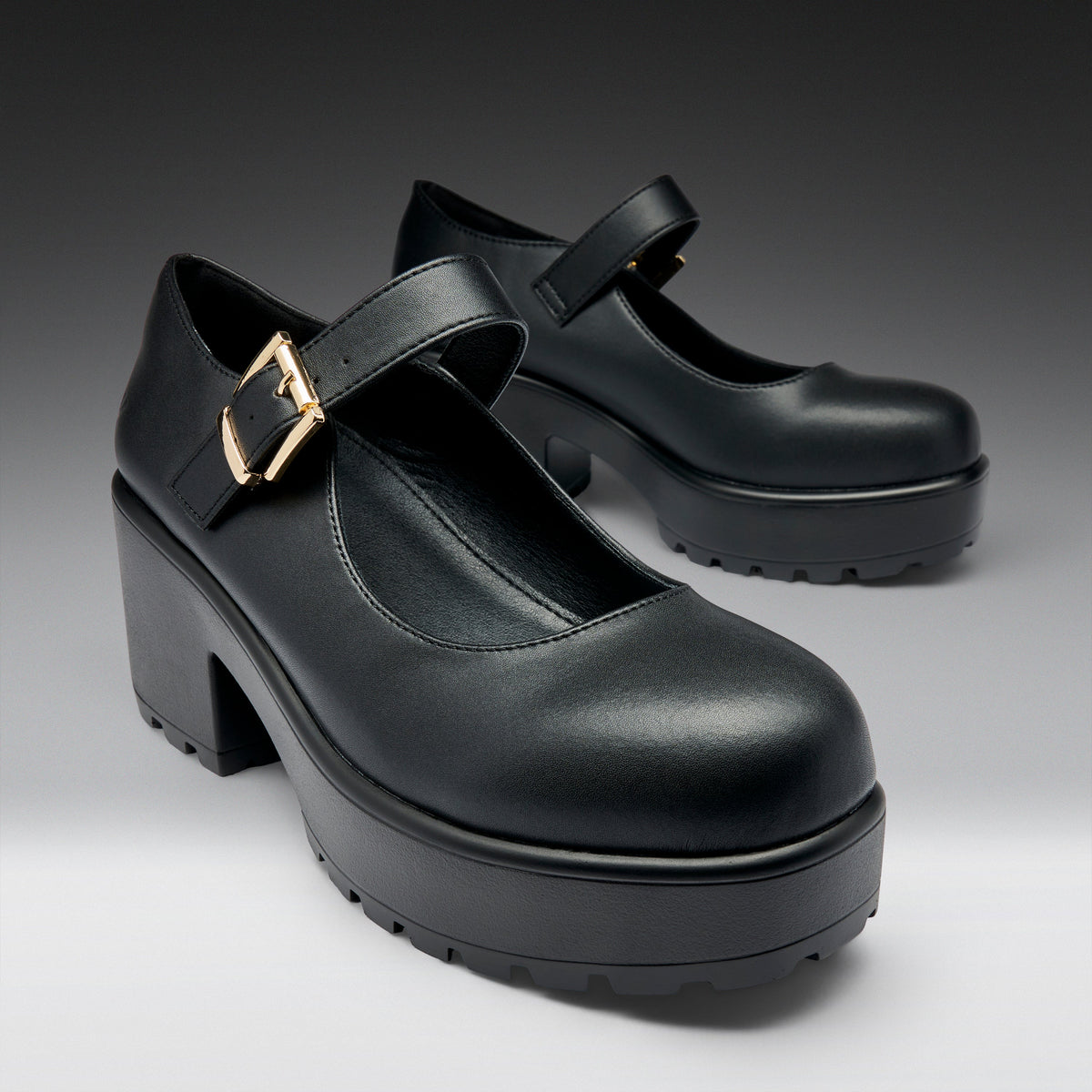 KOI Footwear - Black Chunky Platform Mary Jane Shoes