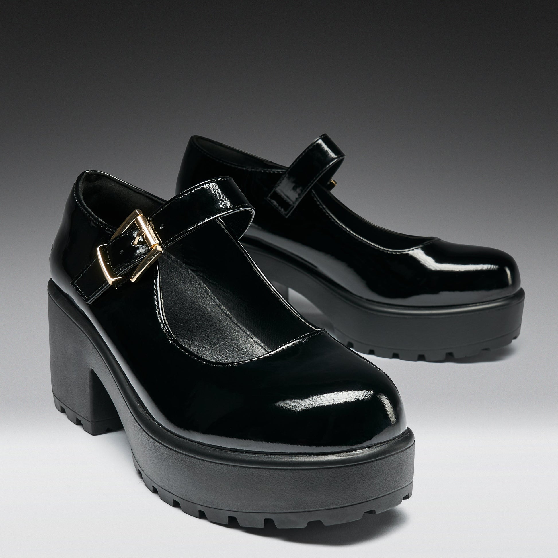 KOI Footwear - Black Chunky Platform Mary Jane Shoes