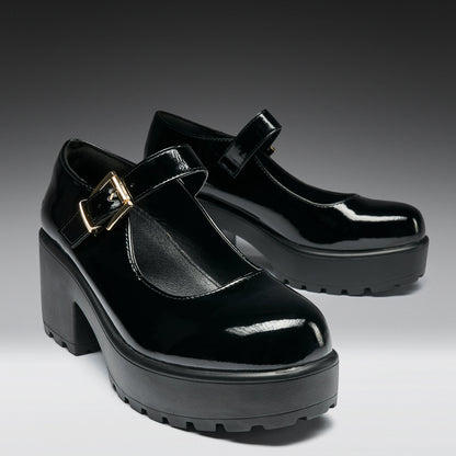 KOI Footwear - Black Chunky Platform Mary Jane Shoes