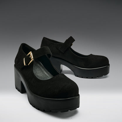 KOI Footwear - Black Chunky Platform Mary Jane Shoes