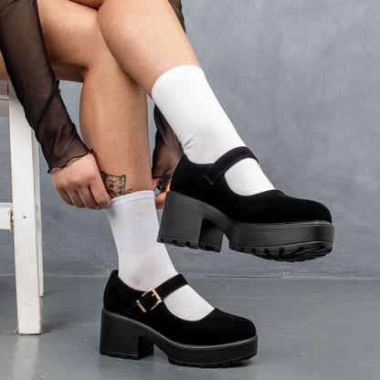 KOI Footwear - Black Chunky Platform Mary Jane Shoes