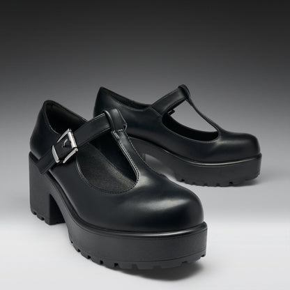 KOI Footwear - Black Chunky Platform Mary Jane Shoes