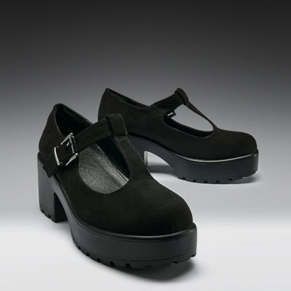 KOI Footwear - Sai Black Mary Jane Shoes 'Suede Edition'