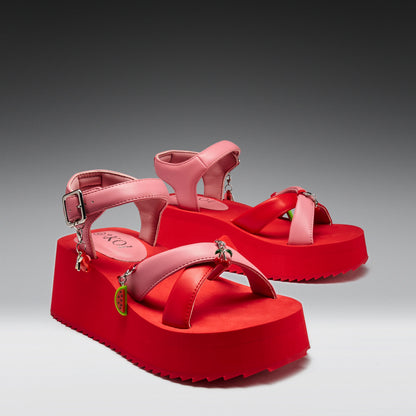 KOI Footwear - Orchard Flatform Charm Sandals - Red