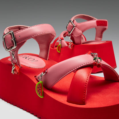 KOI Footwear - Orchard Flatform Charm Sandals - Red