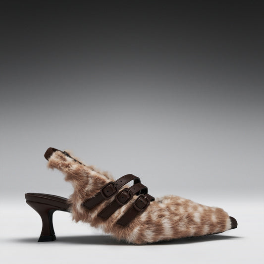 KOI Footwear - Doelle Faux Deer Fur Kitten Heels