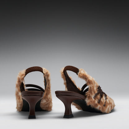 KOI Footwear - Doelle Faux Deer Fur Kitten Heels