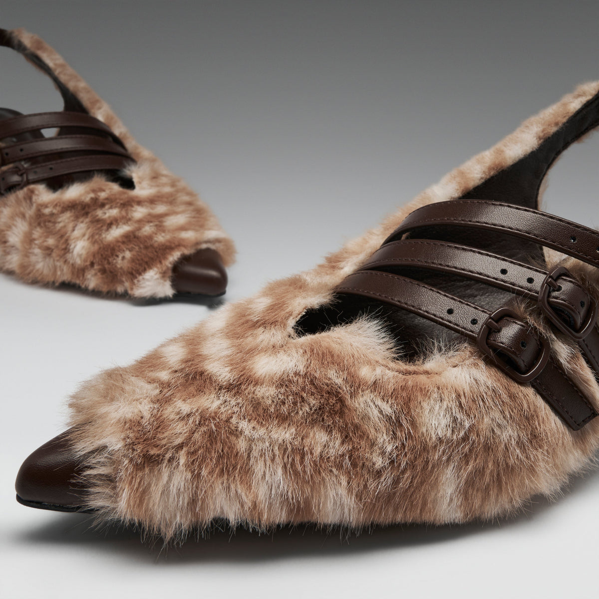 KOI Footwear - Doelle Faux Deer Fur Kitten Heels