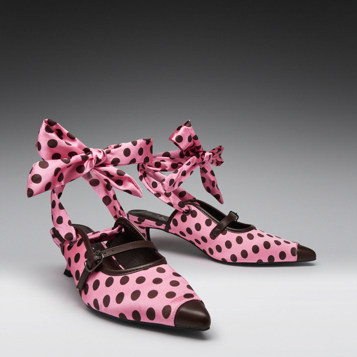 KOI Footwear - 1950's Polka Dot Kitten Heels -Pink