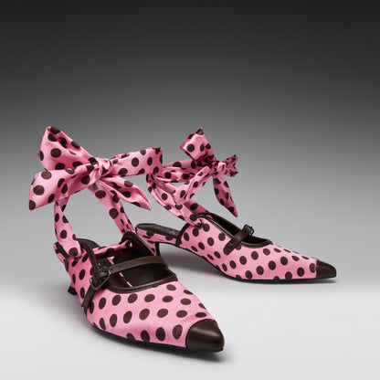KOI Footwear - 1950's Polka Dot Kitten Heels -Pink