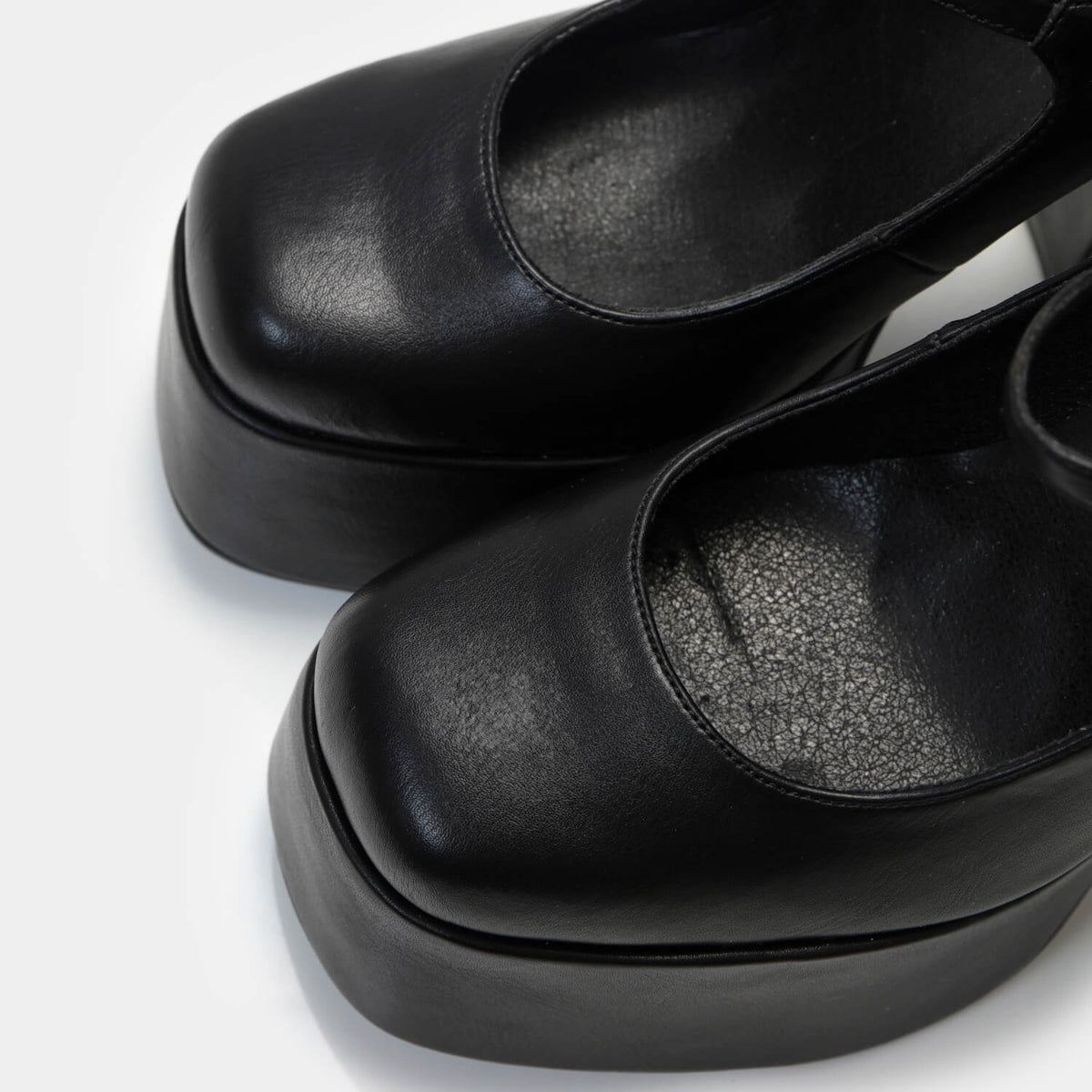 KOI Footwear - Darkbloom Black Platform Heels