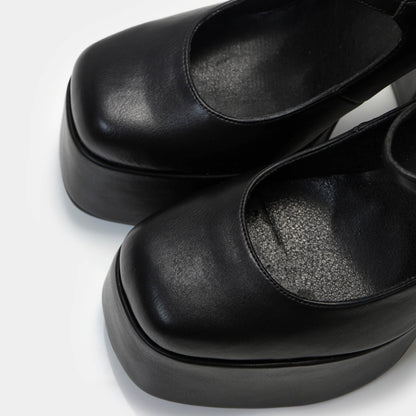 KOI Footwear - Darkbloom Black Platform Heels