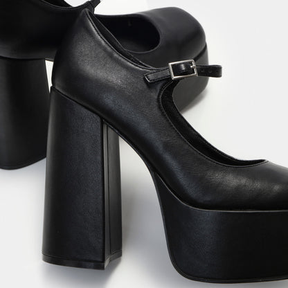 KOI Footwear - Darkbloom Black Platform Heels