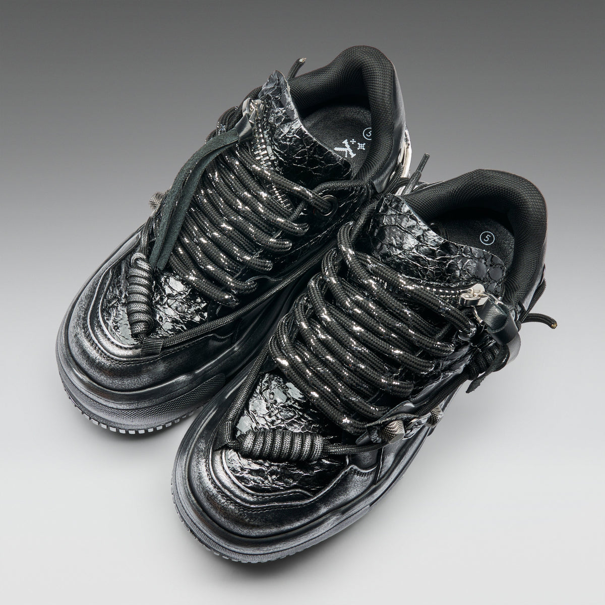 KOI Footwear - Metamorphosis Distressed Platform Trainers - Charcoal